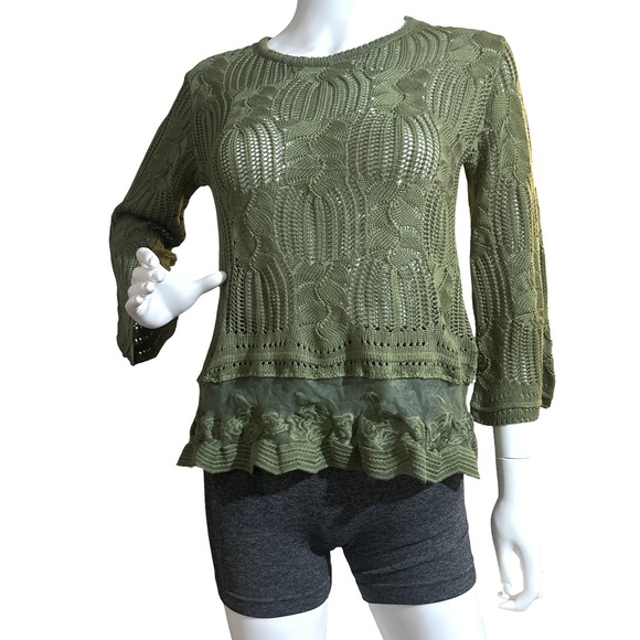 GREIGE Women's
Crochet Stitch 3/4
Sleeve  Olive
Green Medium - Picture 1 of 8